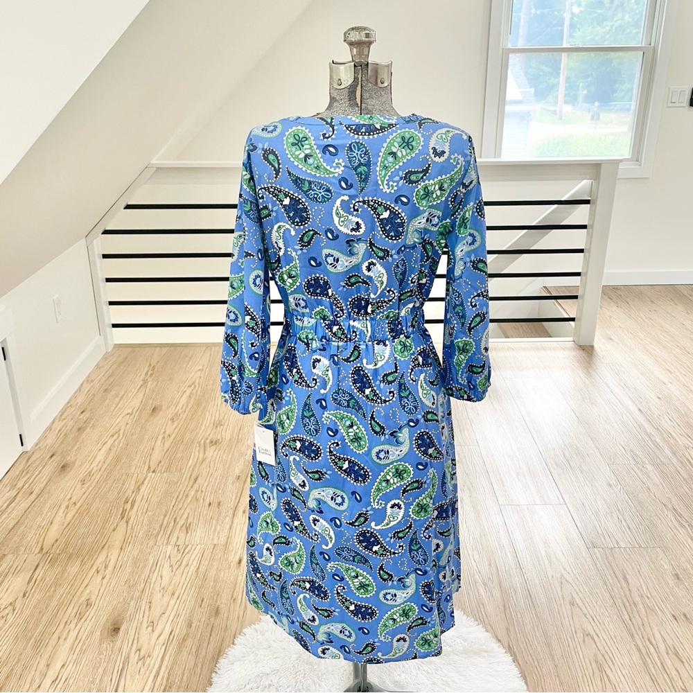 NWT S M L XL XXL Blue green and white bohemian colorful midi dress with pockets - Picture 8 of 10